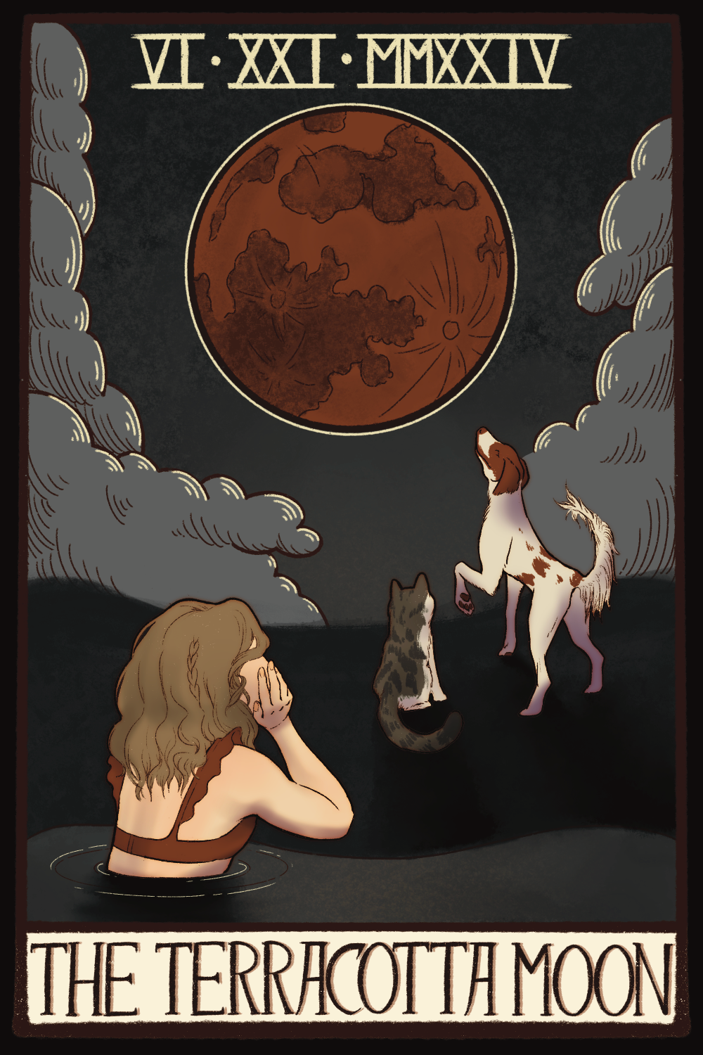 Terracotta Moon Tarot Card - Sticker